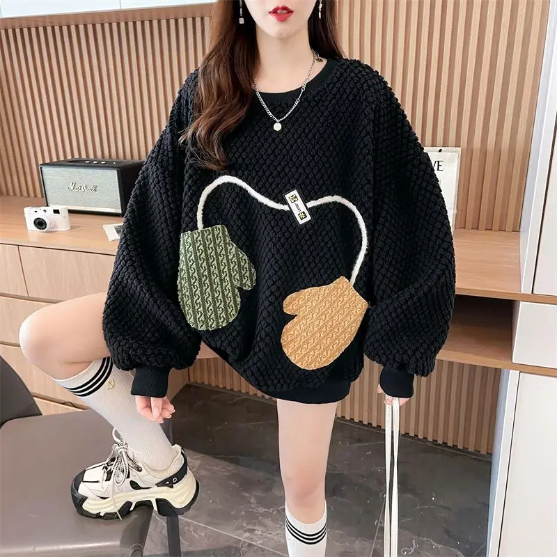 Round Neck Lamb Wool Sweatshirt Women Thickened Velvet New Round Neck Loose Lamb Wool Slimming Sweatshirts
Round Neck Lamb Wool Sweatshirt Women Thickened Velvet New Round Neck Loose Lamb Wool Slimming Sweatshirts