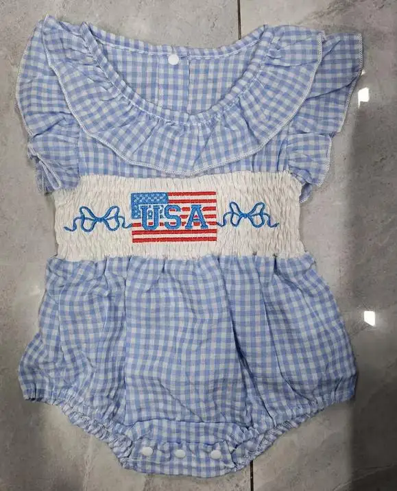 Baby Girls Rompers Independence Day Clothes Flag/Firework/Star Embroidery Plaid Fly Sleeve Bodysuits Jumpsuits
Baby Girls Rompers Independence Day Clothes Flag/Firework/Star Embroidery Plaid Fly Sleeve Bodysuits Jumpsuits