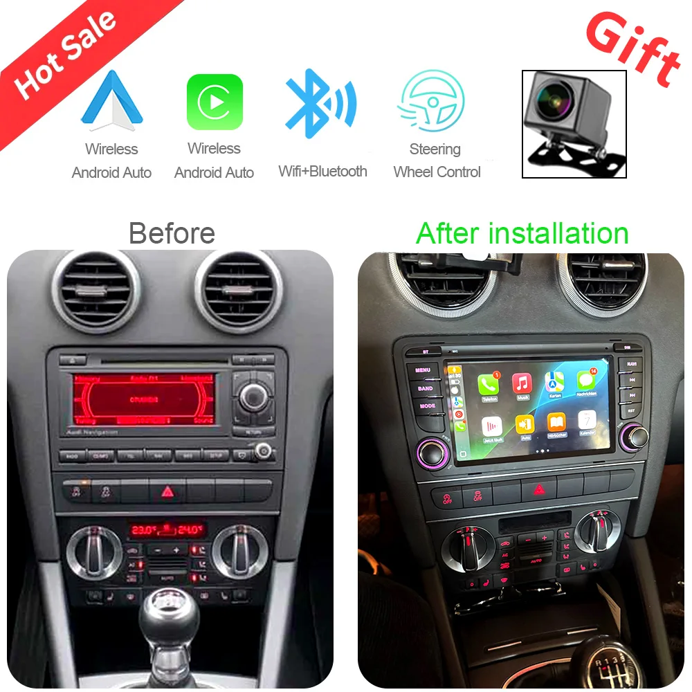 CHSTEK Android 7" Car Radio For Audi A3 2003 2004 2005-2013 8P S3 RS3 Carplay Multimedia Player Navigation GPS WIFI BT Head Unit
CHSTEK Android 7" Car Radio For Audi A3 2003 2004 2005-2013 8P S3 RS3 Carplay Multimedia Player Navigation GPS WIFI BT Head Unit