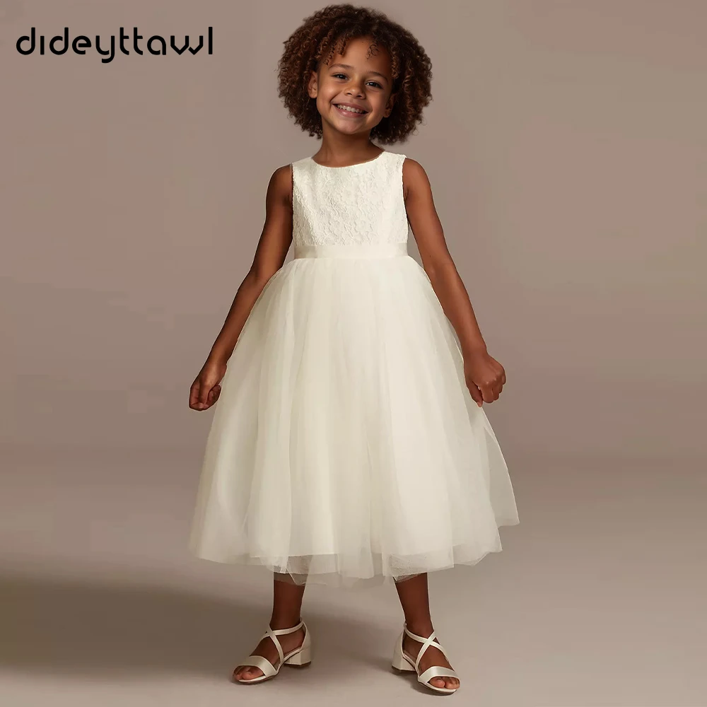 Dideyttawl Customized Sleeveless Round Neck Lace Bodice Tulle Skirt Big Bow Back Mid Length Fluffy Elegant Princess Flower Girl
Dideyttawl Customized Sleeveless Round Neck Lace Bodice Tulle Skirt Big Bow Back Mid Length Fluffy Elegant Princess Flower Girl