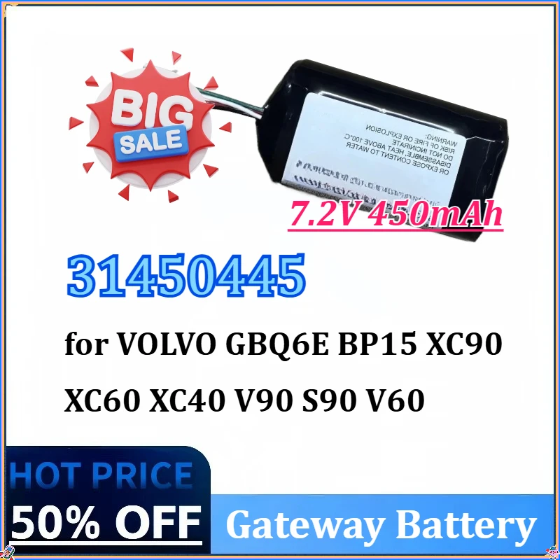 New 7.2V 450mAh Battery for VOLVO 31450445 GBQ6E BP15 XC90 XC60 XC40 V90 S90 V60 Replacement VCM Gateway Battery
New 7.2V 450mAh Battery for VOLVO 31450445 GBQ6E BP15 XC90 XC60 XC40 V90 S90 V60 Replacement VCM Gateway Battery