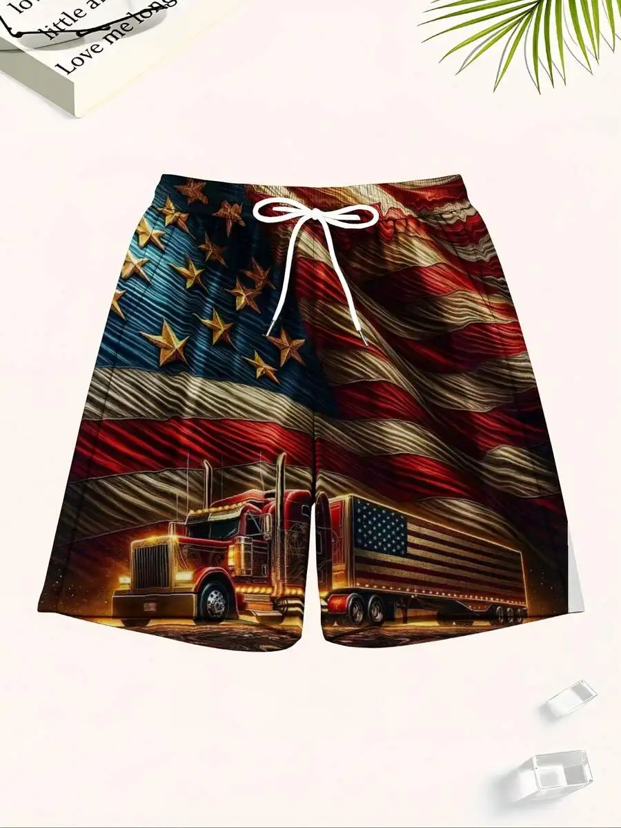 American Flag Truck Print Men Quick Dry Beach Shorts Patriotic Board Shorts
American Flag Truck Print Men Quick Dry Beach Shorts Patriotic Board Shorts
