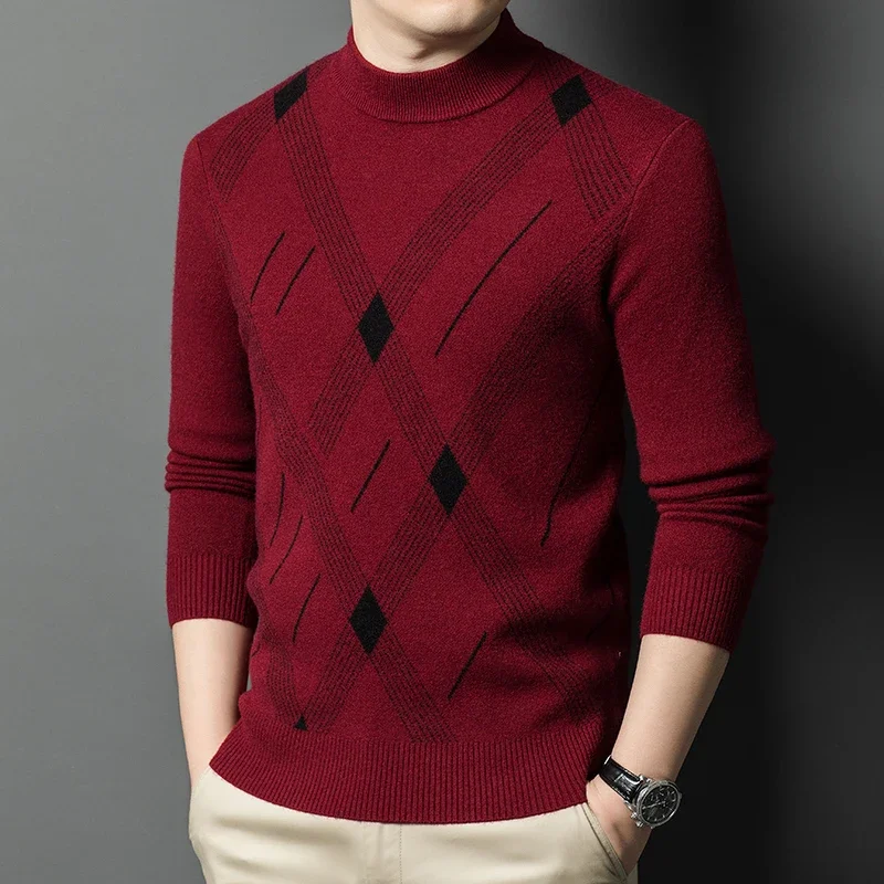 New Autumn and Winter Men's Mock Neck Knitted Sweater Business Casual Thick Half High Collar Pullover Sweater Men Clothes
New Autumn and Winter Men's Mock Neck Knitted Sweater Business Casual Thick Half High Collar Pullover Sweater Men Clothes