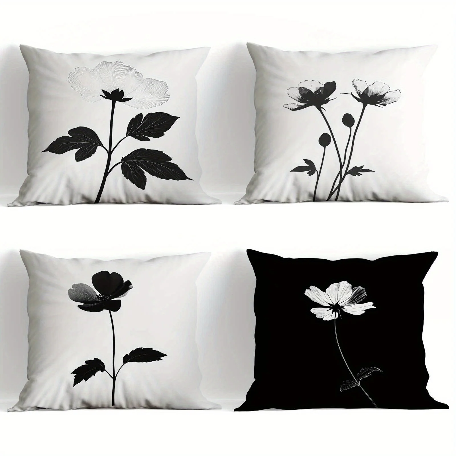 4Pcs Farmhouse Throw Pillow Covers Simple Black White Ink Poppy Stem Leaf Floral Pattern Cushion Cases for Study Lounge Decor
4Pcs Farmhouse Throw Pillow Covers Simple Black White Ink Poppy Stem Leaf Floral Pattern Cushion Cases for Study Lounge Decor