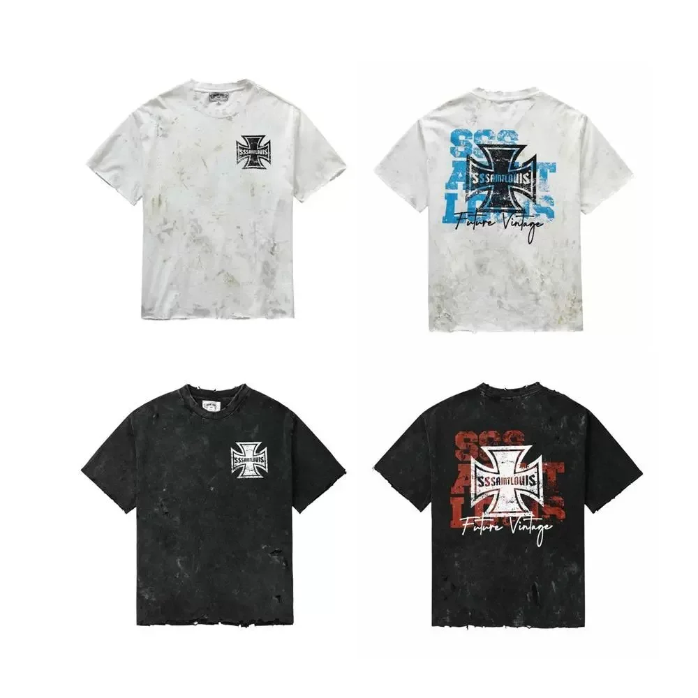 SSSAINT LOUIS Cross Medal Round-neck Pullover Short-Sleeve Vintage Weathered Hole T-Shirt Trendy for Men and Women
SSSAINT LOUIS Cross Medal Round-neck Pullover Short-Sleeve Vintage Weathered Hole T-Shirt Trendy for Men and Women