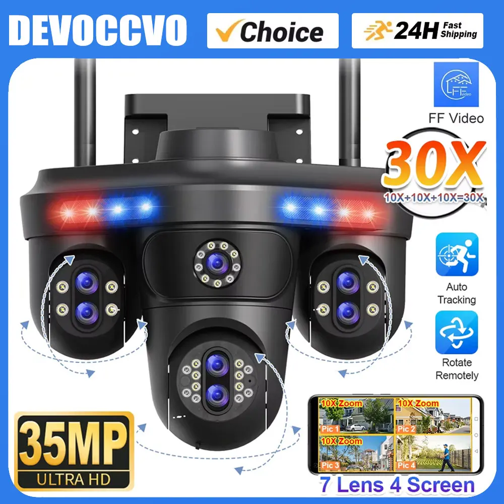 DEVOCCVO 35MP 10X Zoom WiFi IP Camera 4 Screens 7 Lens Outdoor Wireless PTZ Security Cam Auto Tracking CCTV Surveillance Camera
DEVOCCVO 35MP 10X Zoom WiFi IP Camera 4 Screens 7 Lens Outdoor Wireless PTZ Security Cam Auto Tracking CCTV Surveillance Camera