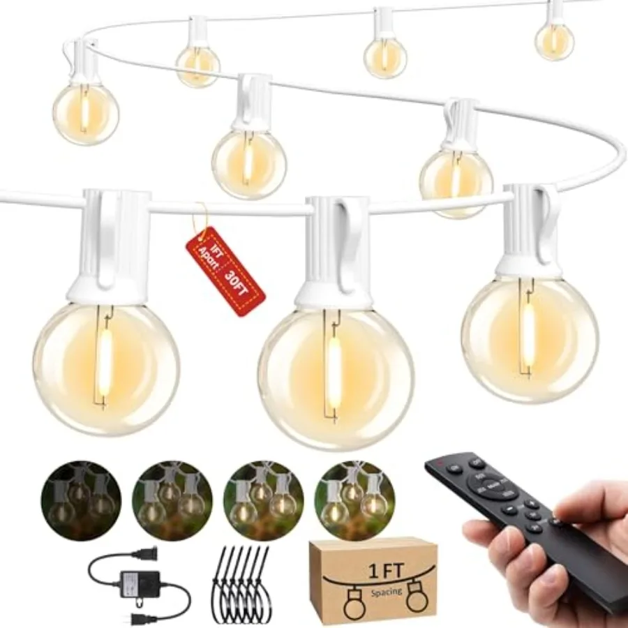 Outdoor-String-Lights-Patio-LED-Light-Outside 30Feet Waterproof Dimmable Remote Outdoor Lighting G40 Globe Plastic LED Bulbs Ha
Outdoor-String-Lights-Patio-LED-Light-Outside 30Feet Waterproof Dimmable Remote Outdoor Lighting G40 Globe Plastic LED Bulbs Ha