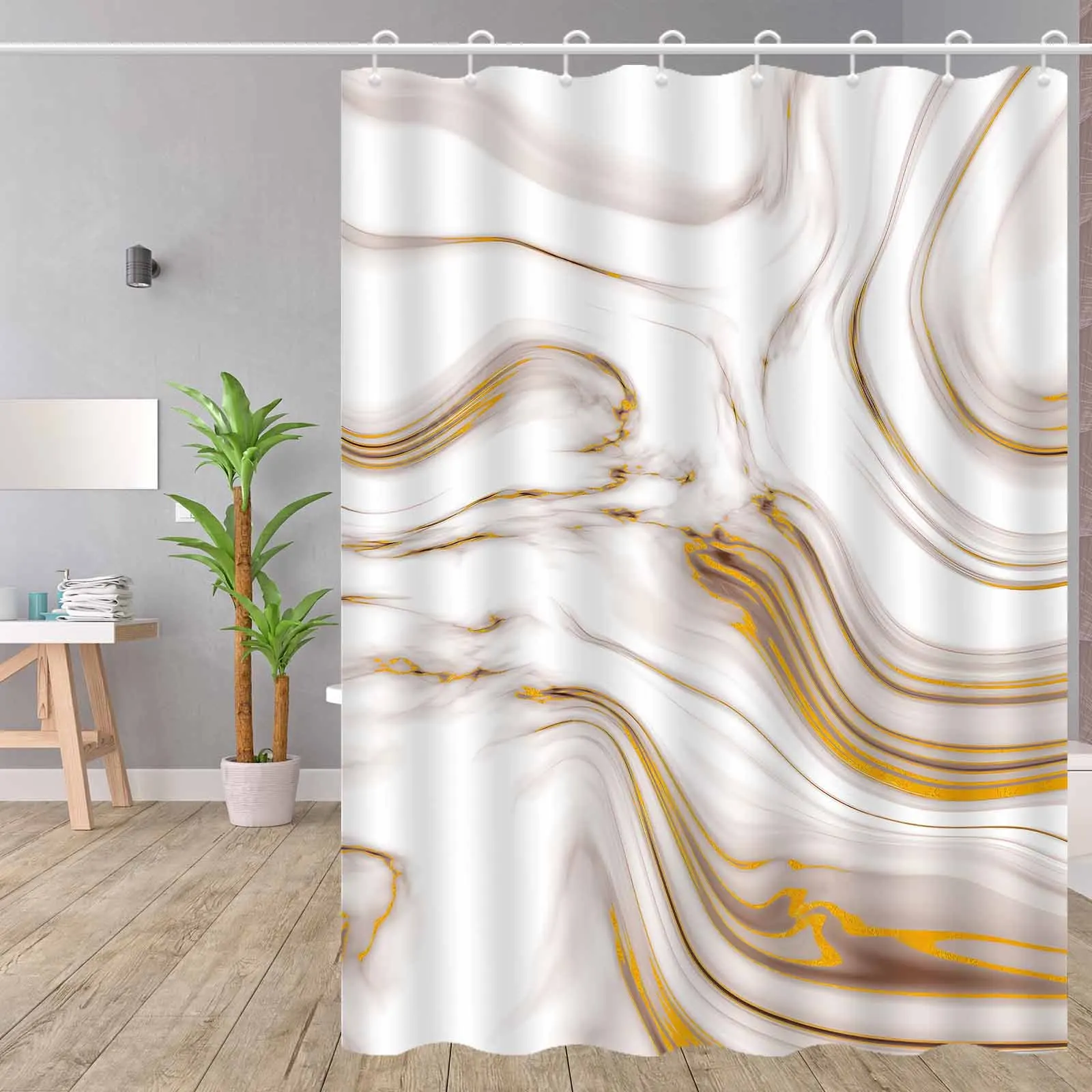 1pc Nordic white gold marble shower curtain, polyester fabric, machine washable, suitable for bathroom decoration
1pc Nordic white gold marble shower curtain, polyester fabric, machine washable, suitable for bathroom decoration