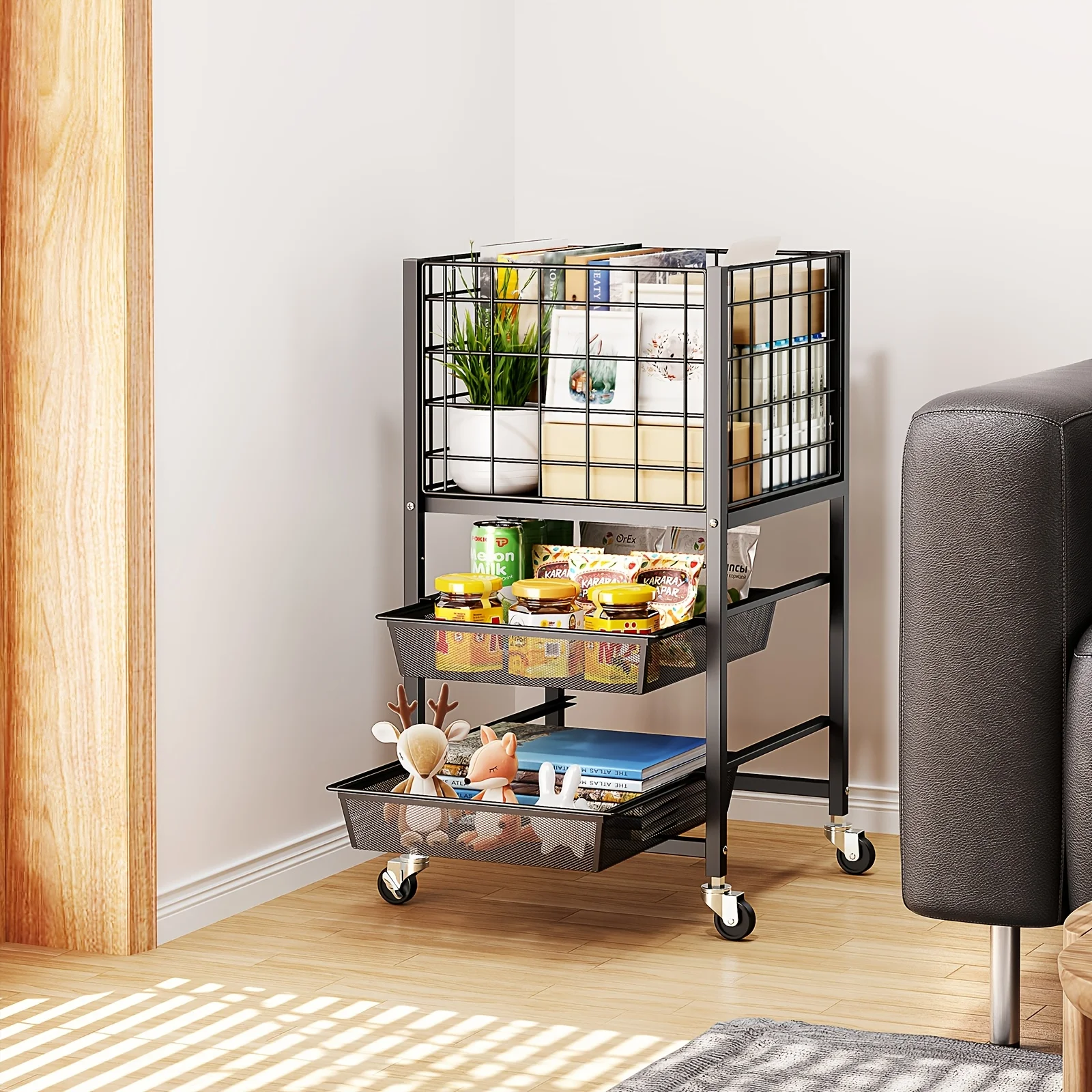 3-Tier Rolling File Cart, Metal Storage Drawer Cart with Two Sliding File Trays, File Organizer Cabinet with Wheels Under Desk
3-Tier Rolling File Cart, Metal Storage Drawer Cart with Two Sliding File Trays, File Organizer Cabinet with Wheels Under Desk