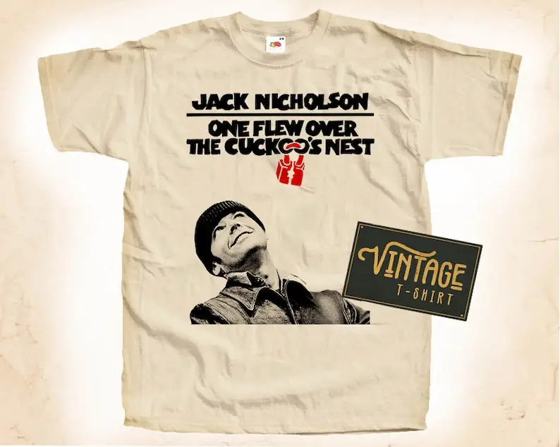 One Flew Over the Cuckoo's Nest T shirt Tee Natural Vintage Cotton Movie Poster Beige All Sizes
One Flew Over the Cuckoo's Nest T shirt Tee Natural Vintage Cotton Movie Poster Beige All Sizes