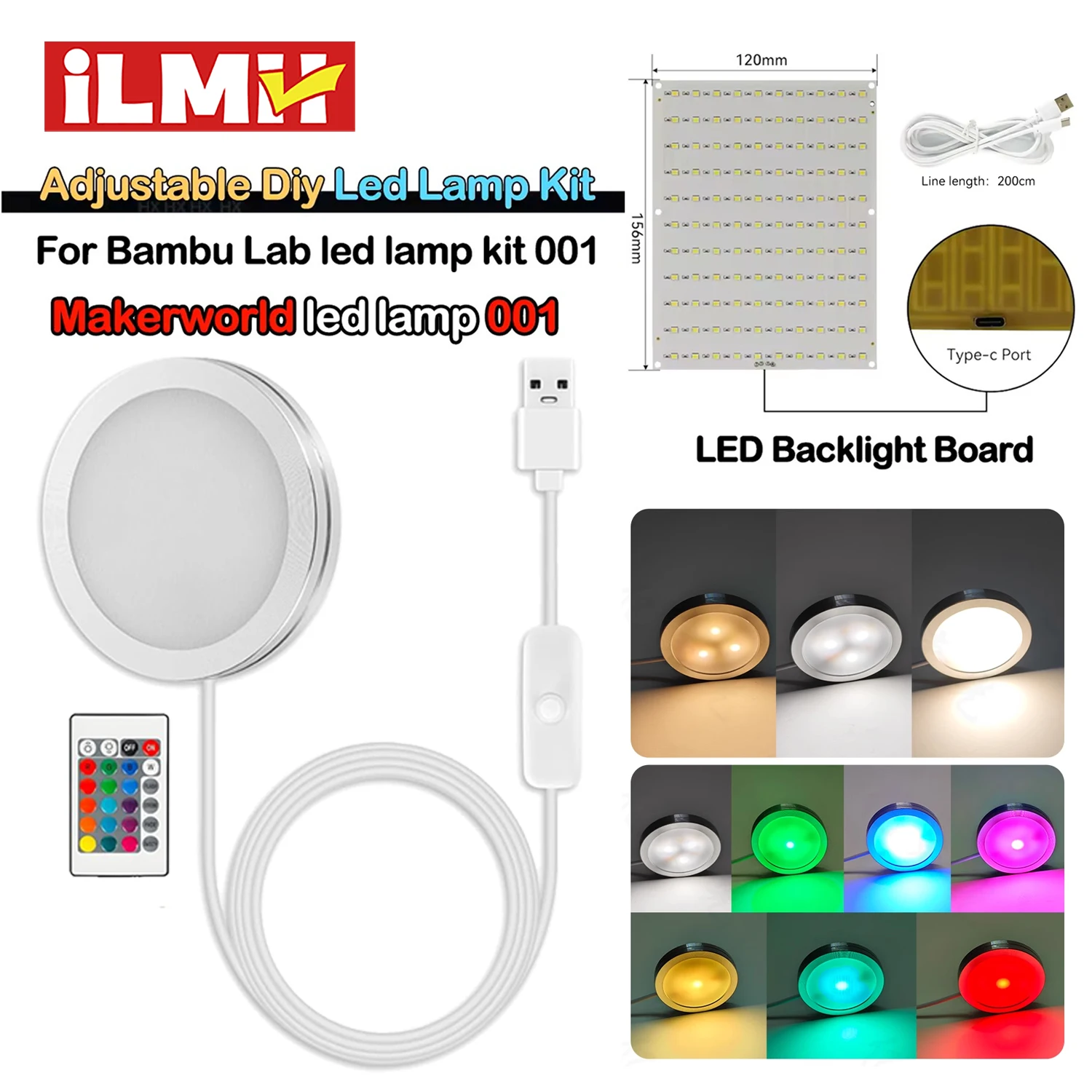 For Bambu Lab Led Lamp Kit Adjustable Light Kit Led Light Parts Hardware DIY Model white /cold/warm light Without Lamp shell 001
For Bambu Lab Led Lamp Kit Adjustable Light Kit Led Light Parts Hardware DIY Model white /cold/warm light Without Lamp shell 001