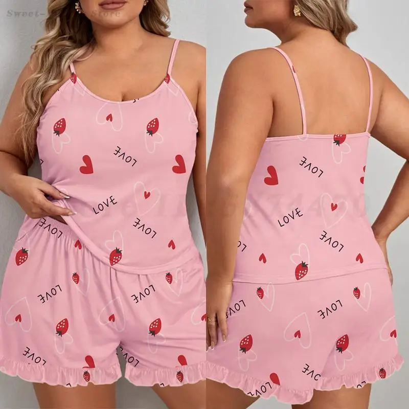 Большой размер 3XL 4XL 5XL Pijama Mujer, майка и шорты с клубничным принтом, сексуальное женское белье, комплект из 2 предметов, пижамный костюм, свободная домашняя одежда, одежда для сна
Большой размер 3XL 4XL 5XL Pijama Mujer, майка и шорты с клубничным принтом, сексуальное женское белье, комплект из 2 предметов, пижамный костюм, свободная домашняя одежда, одежда для сна