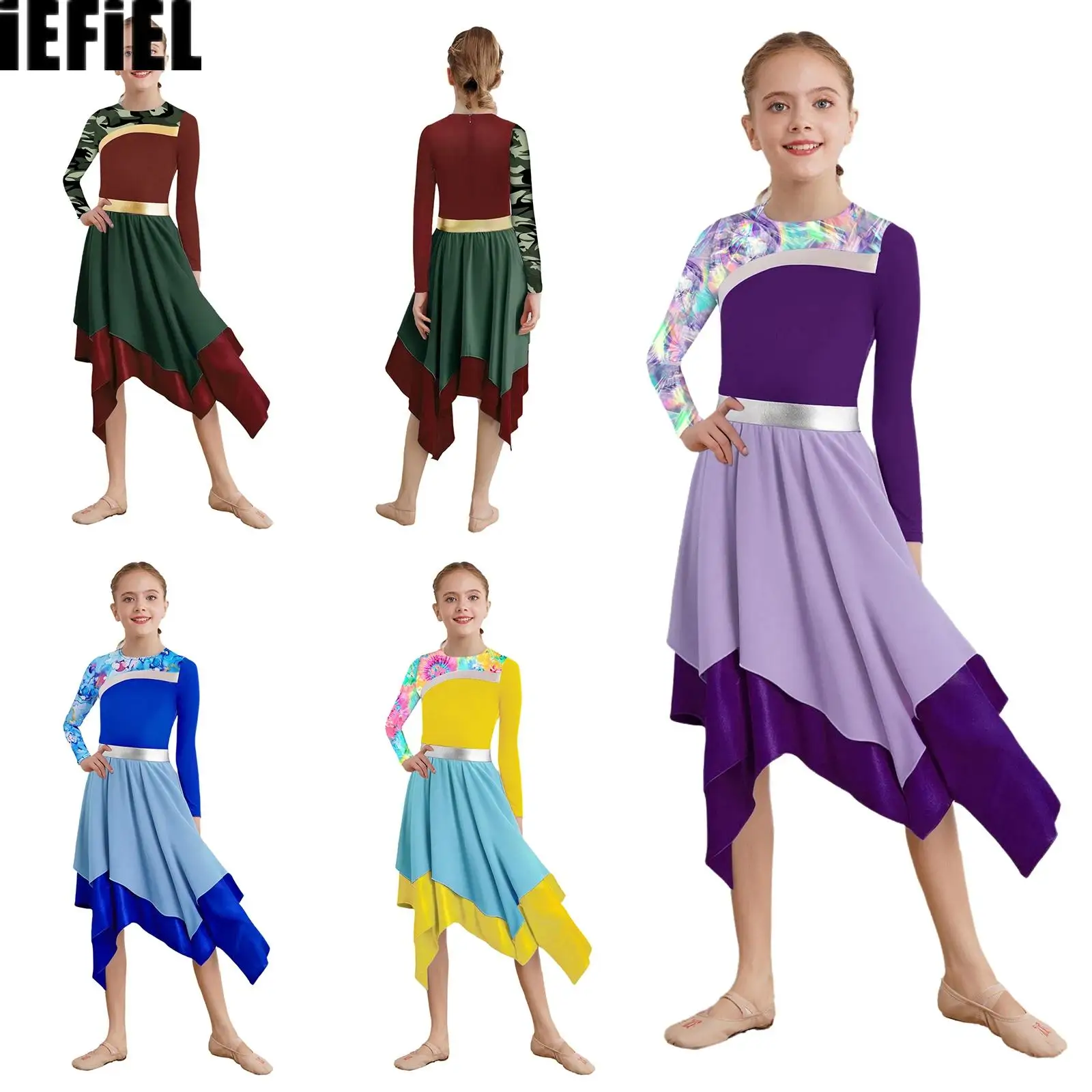 Kids Girls Praise Worship Dance Dress Long Sleeve Back Stylish Printed Patchwork Color Block Irregular Hem Dress
Kids Girls Praise Worship Dance Dress Long Sleeve Back Stylish Printed Patchwork Color Block Irregular Hem Dress
