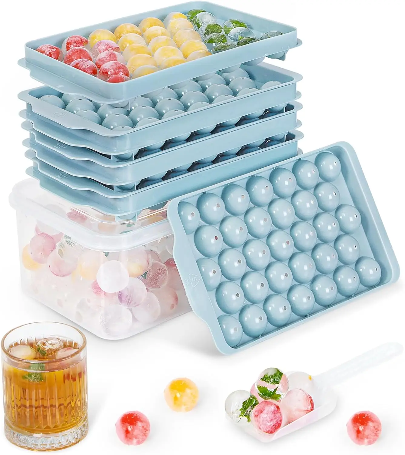 Pack Ice Trays for Freezer, 99 PCS Ice Cube Tray with Lid and Bin, Round Ice Cube Trays for Freezer
Pack Ice Trays for Freezer, 99 PCS Ice Cube Tray with Lid and Bin, Round Ice Cube Trays for Freezer