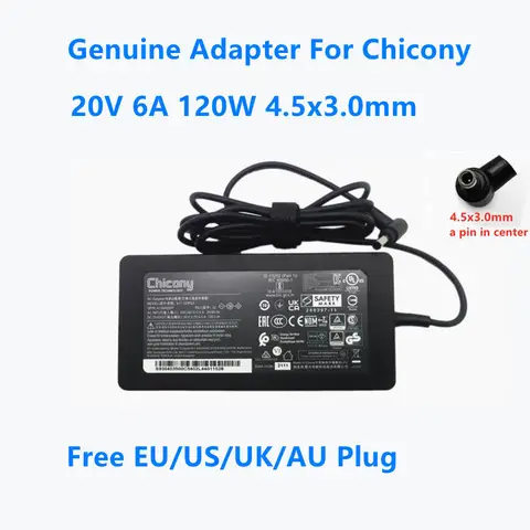 Genuine 20.0V 6.0A 120.0W 4.5x3.0mm Chicony A17-120P2A A120A055P Power Supply AC Adapter For MSI CF63 MS-16R5 Laptop Charger