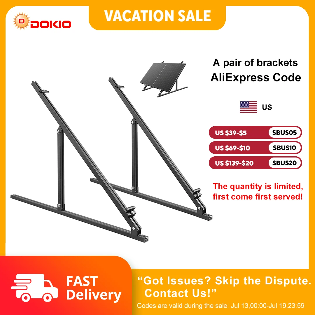 DOKIO Heavy Duty Steel Solar Panel Brackets, Adjustable Tilt Mount Stand for DSP Series
DOKIO Heavy Duty Steel Solar Panel Brackets, Adjustable Tilt Mount Stand for DSP Series