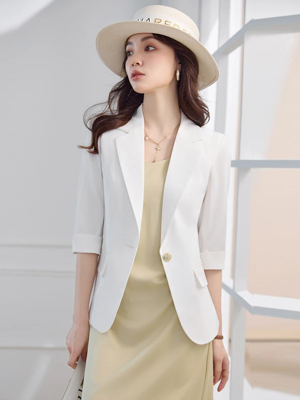 Casual Chic Pure Color Short Suit Jacket Women's Summer New Korean Style Commute Seven Sleeve OL Western Wear
Casual Chic Pure Color Short Suit Jacket Women's Summer New Korean Style Commute Seven Sleeve OL Western Wear