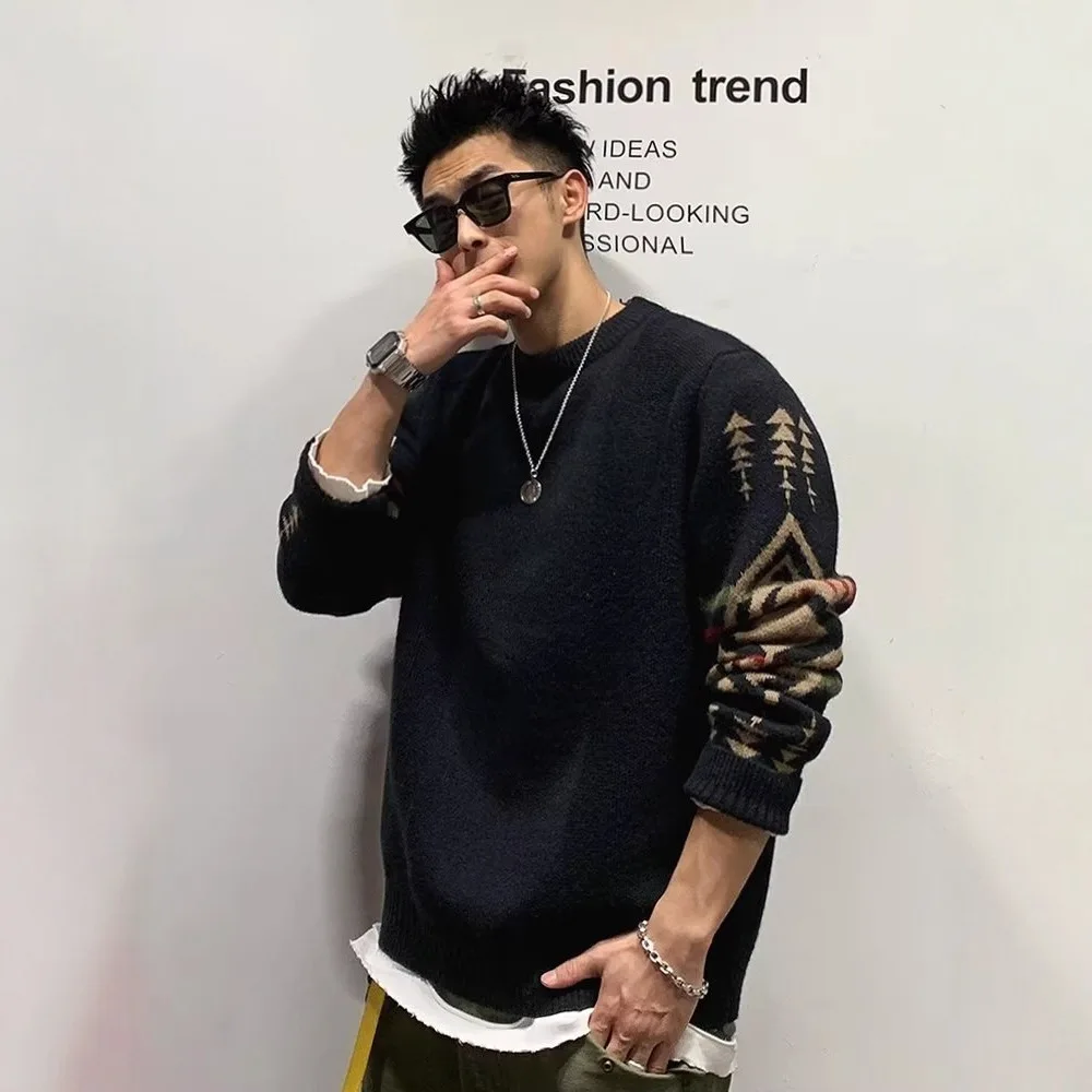 Мужской вязаный свитер с круглым вырезом, зимний базовый слой, облегающий крой, с ромбовидным узором, в японском стиле, модный повседневный топ с длинными рукавами
Мужской вязаный свитер с круглым вырезом, зимний базовый слой, облегающий крой, с ромбовидным узором, в японском стиле, модный повседневный топ с длинными рукавами