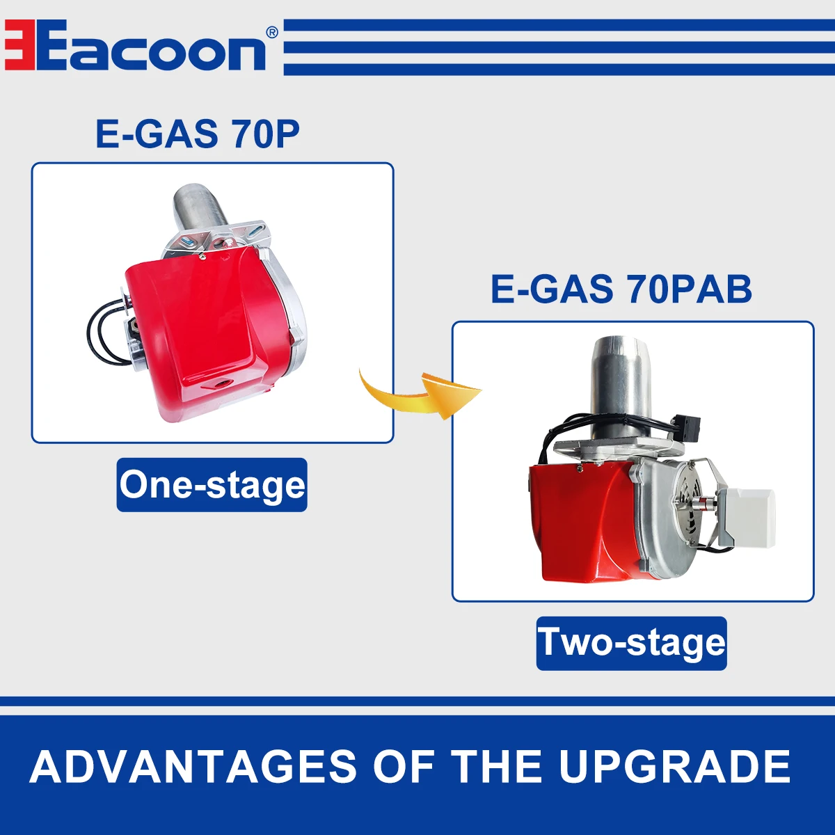 Eacoon Industrial Gas Burner E-GAS-70P 120kw Stainless Steel Steam Boiler Valves Essential Parts For Industrial Gas Burners
Eacoon Industrial Gas Burner E-GAS-70P 120kw Stainless Steel Steam Boiler Valves Essential Parts For Industrial Gas Burners