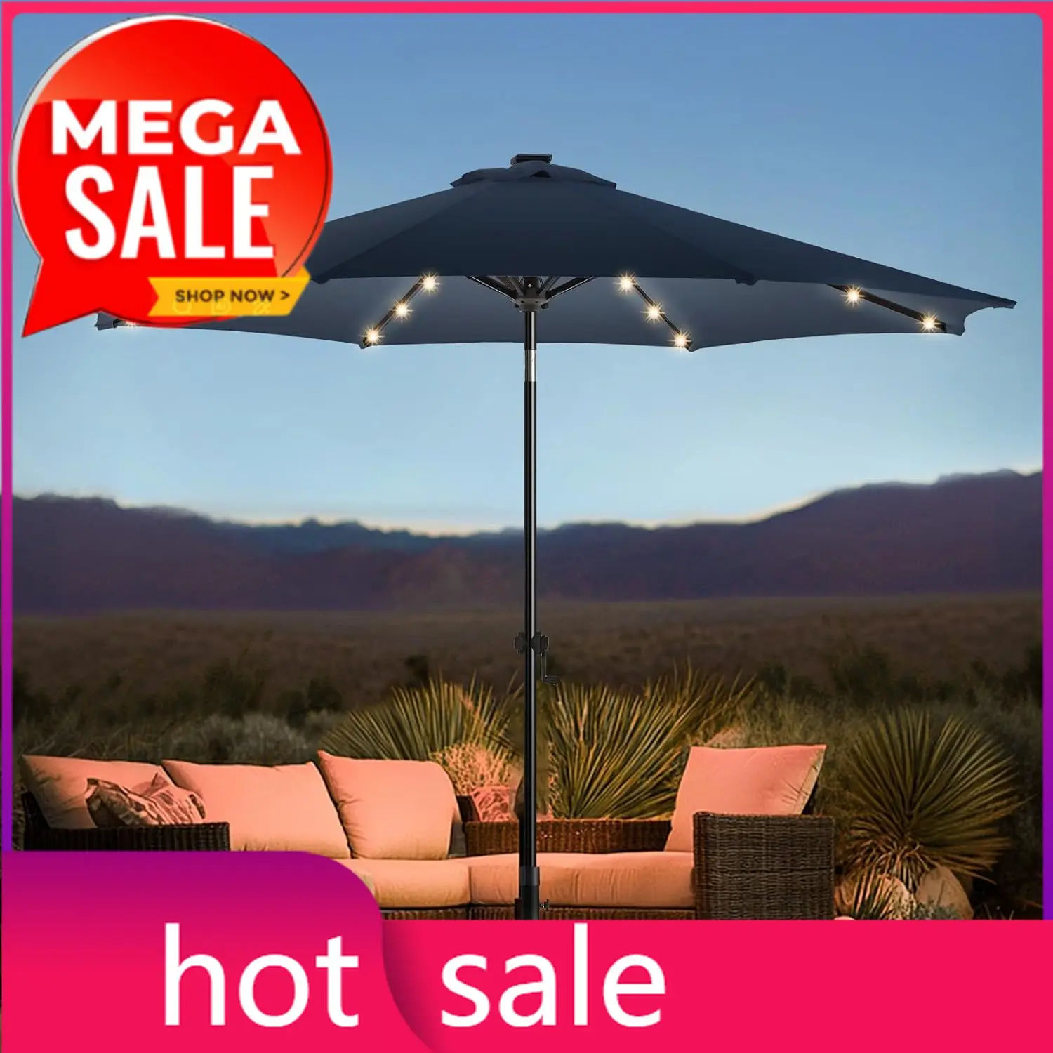 10FT Solar Led Patio Umbrella with Base Included, 32 LED Lights, 8 Sturdy Ribs, Fade Resistant Waterproof POLYESTER DTY Canopy f
10FT Solar Led Patio Umbrella with Base Included, 32 LED Lights, 8 Sturdy Ribs, Fade Resistant Waterproof POLYESTER DTY Canopy f