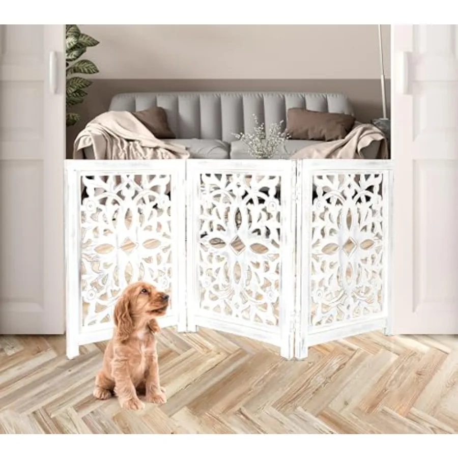 Lightnpro Foldable Carved Wooden Dog Gate - Freestanding Indoor Pet Safety Barrier Adjustable Decorative Dog Fence for Stairs D
Lightnpro Foldable Carved Wooden Dog Gate - Freestanding Indoor Pet Safety Barrier Adjustable Decorative Dog Fence for Stairs D