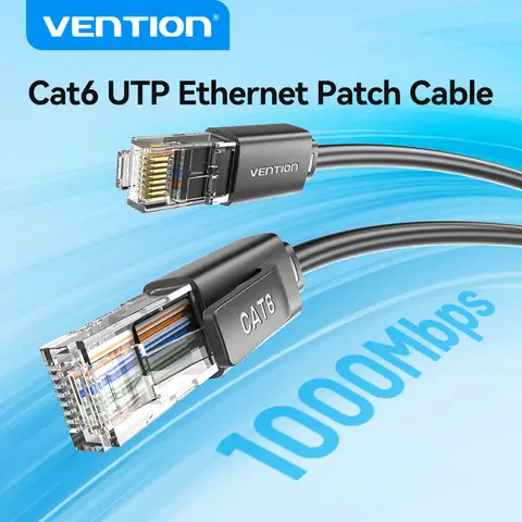 Cavo patch Ethernet Vention Cat6 UTP Cavo LAN dorato da 1000 Mbps per giochi PS5/Xbox/PC, cavo Ethernet RJ45 Internet ad alta velocità