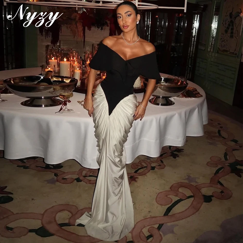 NYZY E502 Satin off the Shoulder Mermaid Evening Dresses Sexy 2025 Black Off White Celebrity Wedding Party Prom Gowns Customized
NYZY E502 Satin off the Shoulder Mermaid Evening Dresses Sexy 2025 Black Off White Celebrity Wedding Party Prom Gowns Customized