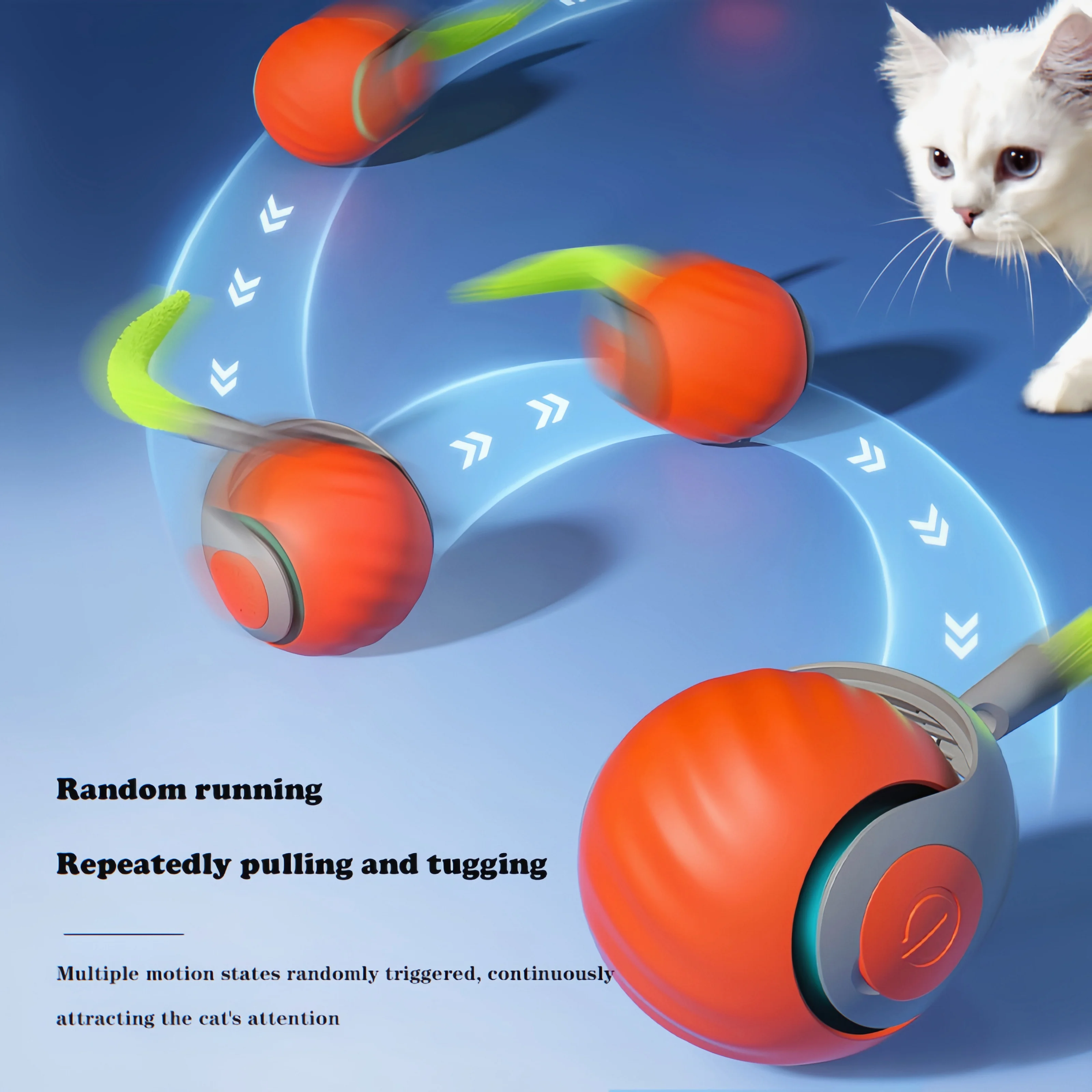Auto-Rolling Cat Toy Ball with Feather Interactive Toy Ball for Cat Adjustment Automatic Moving Ball with Replacement Tail
Auto-Rolling Cat Toy Ball with Feather Interactive Toy Ball for Cat Adjustment Automatic Moving Ball with Replacement Tail