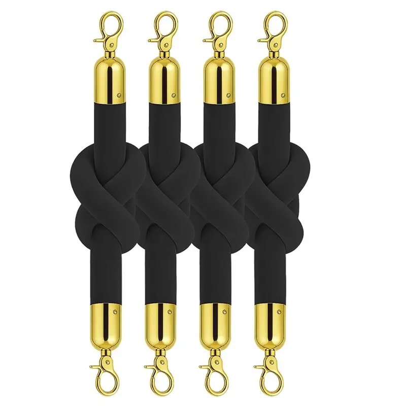ABRU-Black Velvet Rope-4 PCS Pack For Parties, Ceremonies And Crowd Control Applications