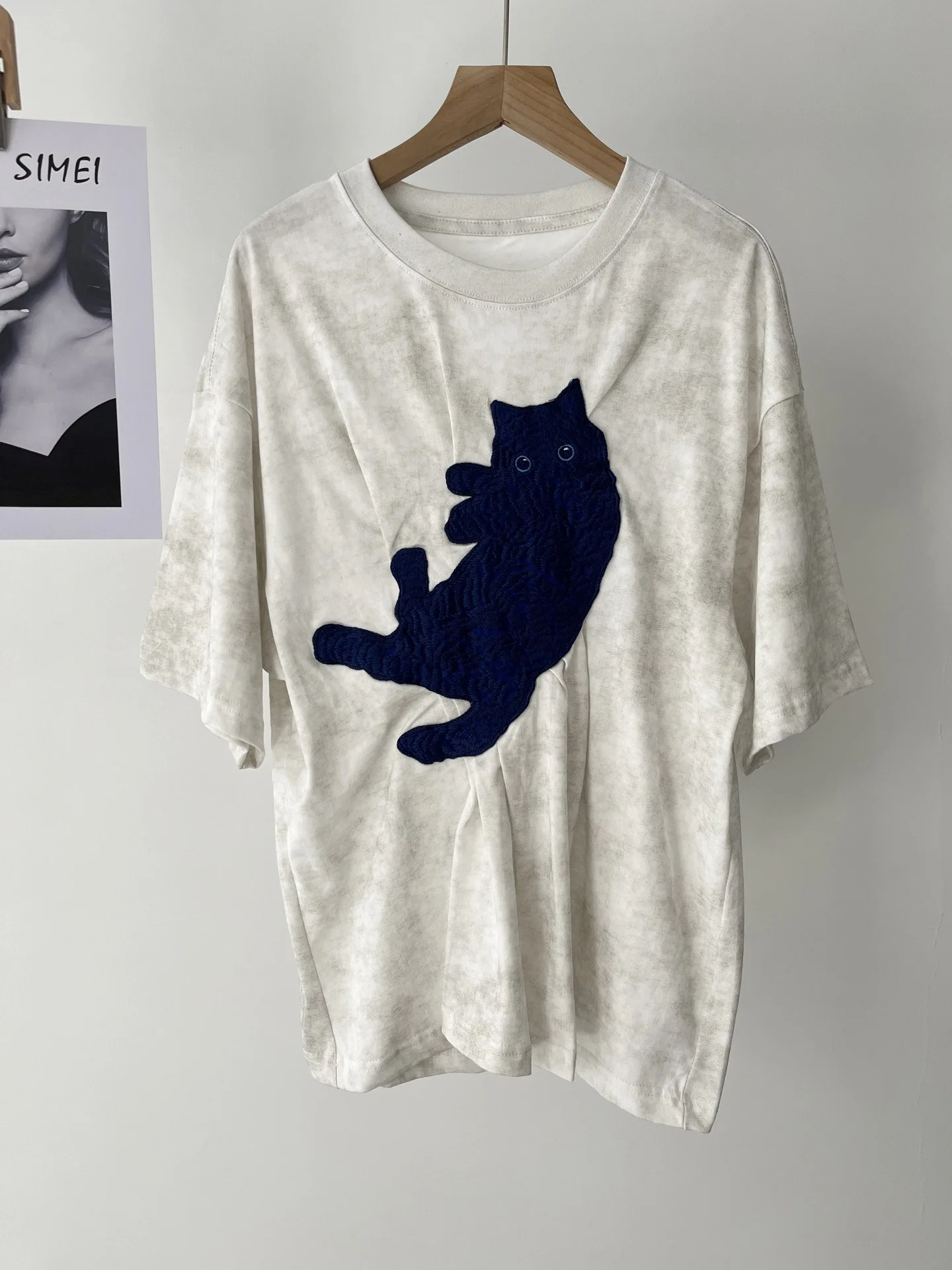 Summer Fashion Simple Temperament Casual Versatile Crew Neck Cat Embroidered Short Sleeve T-Shirt Top Women's 99a-0647
Summer Fashion Simple Temperament Casual Versatile Crew Neck Cat Embroidered Short Sleeve T-Shirt Top Women's 99a-0647
