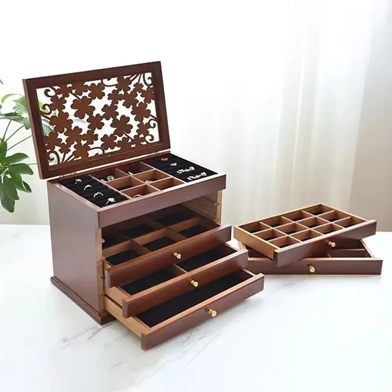 Wooden jewelry box, premium multi-layer with mirror necklace, jewelry storage box, multi-drawer
Wooden jewelry box, premium multi-layer with mirror necklace, jewelry storage box, multi-drawer
