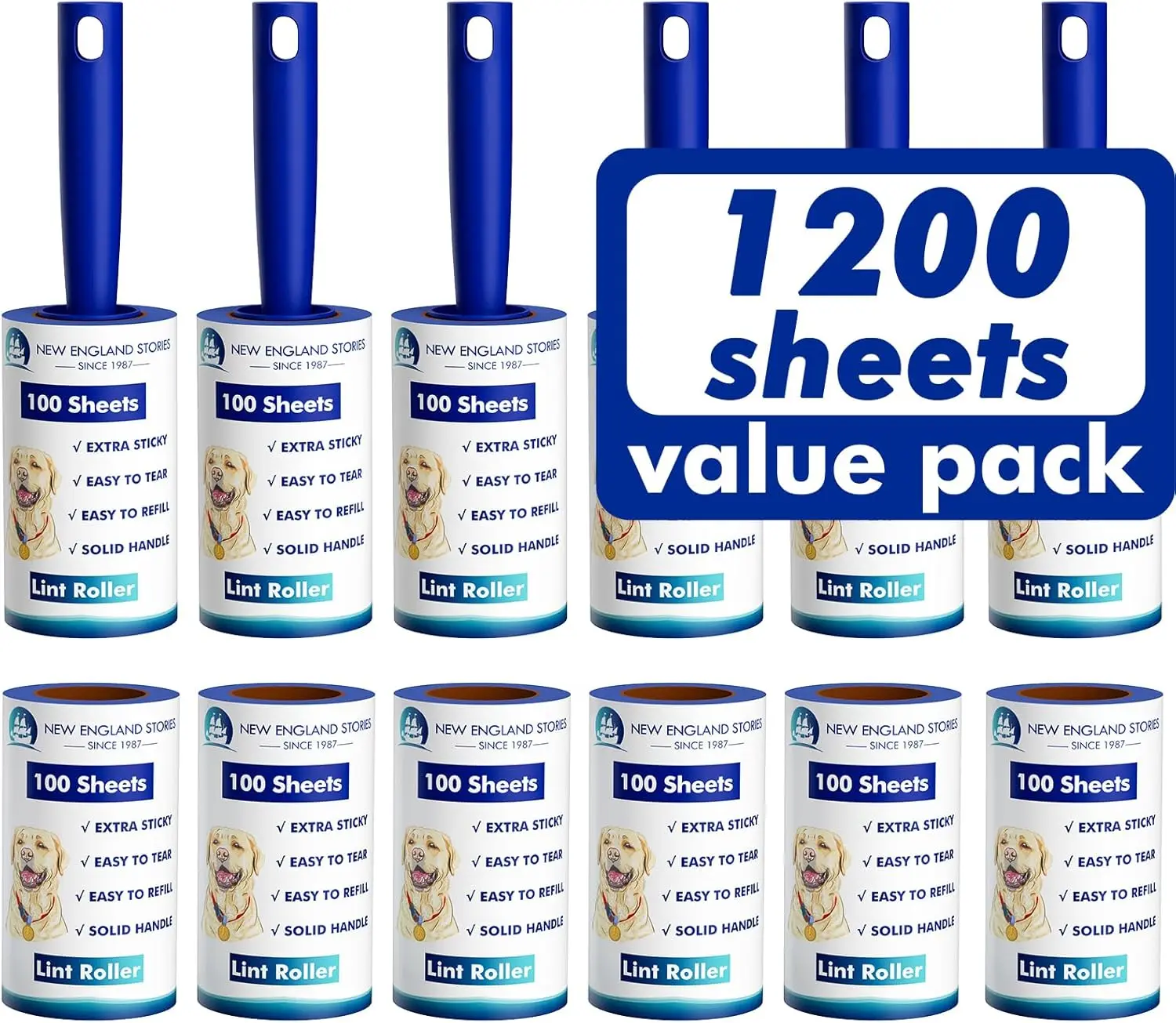 1200-Sheet Lint Roller Set: 6 Handles & 6 Refills, Super Sticky Pet Hair Remover for Clothes, Furniture, Carpet
1200-Sheet Lint Roller Set: 6 Handles & 6 Refills, Super Sticky Pet Hair Remover for Clothes, Furniture, Carpet
