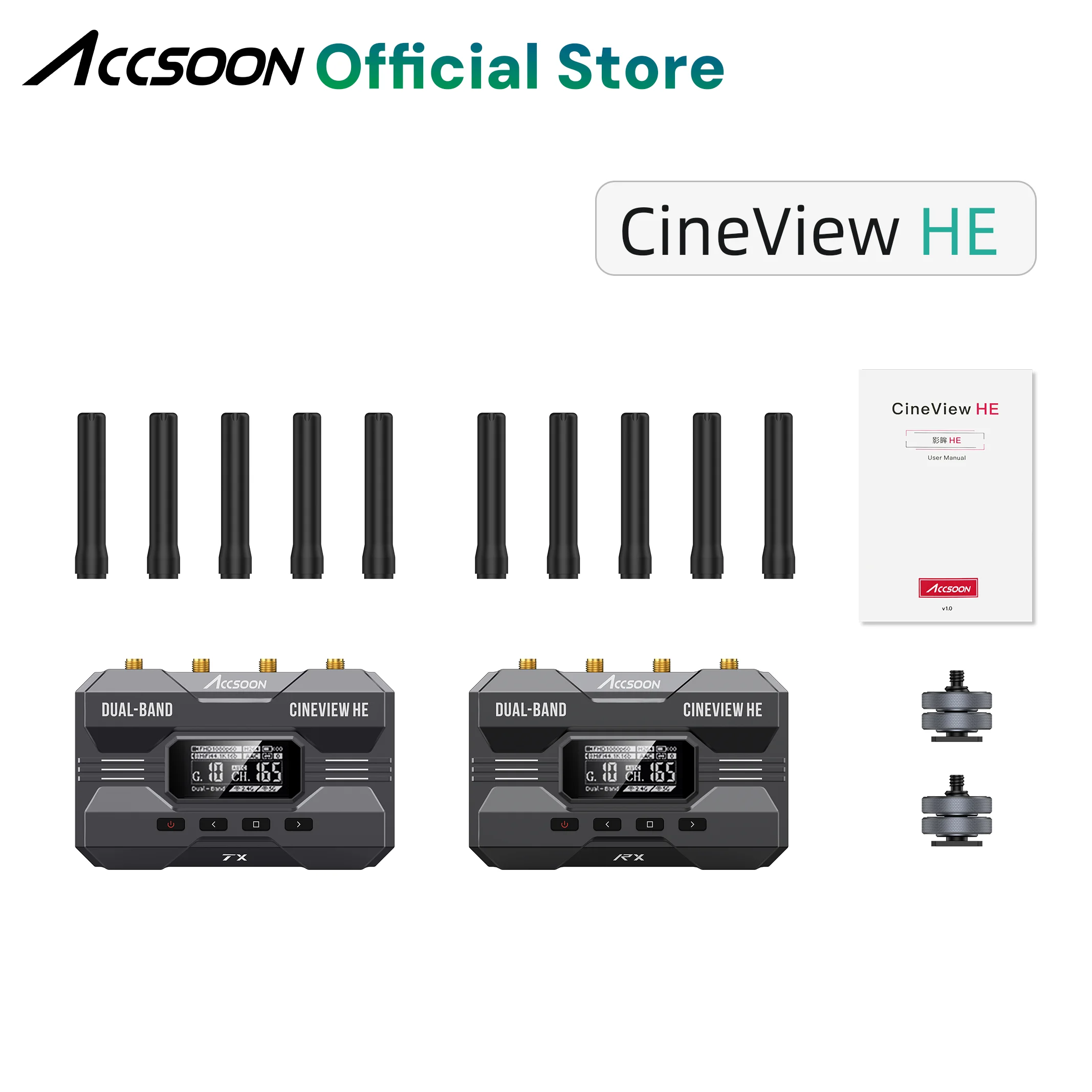 Accsoon CineView HE Wireless Video Transmitte&Receiver, 2.4+5Ghz, UVC Out for Live Streaming 1080p60 0.06s Latency 1200ft Range
Accsoon CineView HE Wireless Video Transmitte&Receiver, 2.4+5Ghz, UVC Out for Live Streaming 1080p60 0.06s Latency 1200ft Range