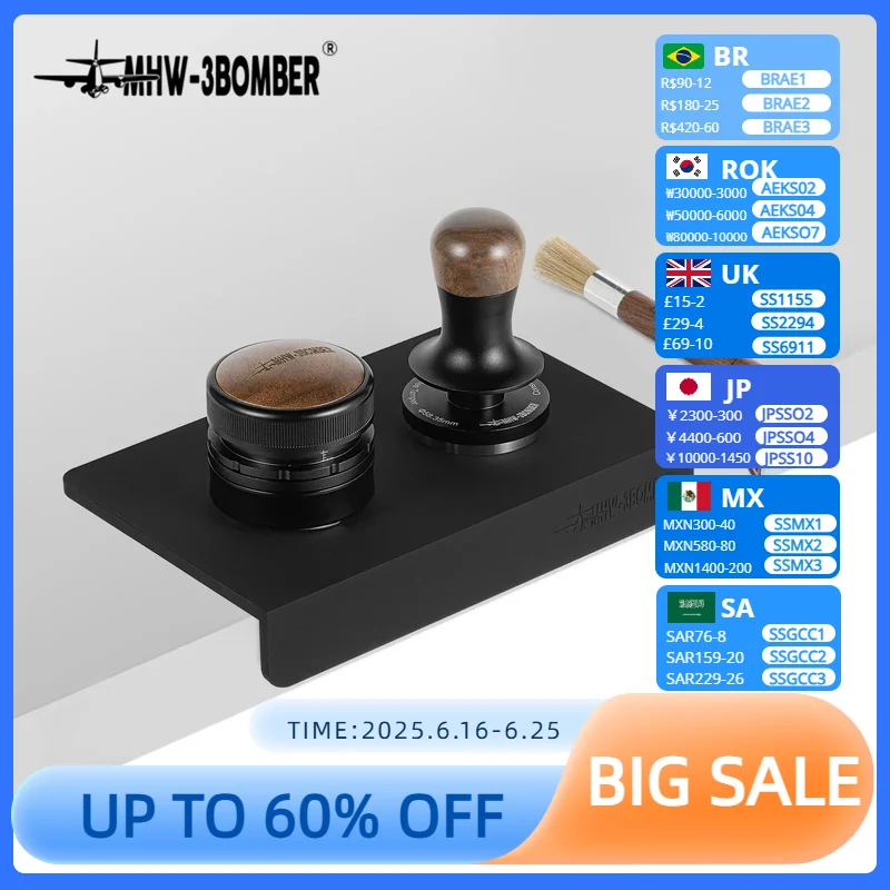 MHW-3BOMBER Adjustable Depth Gravity Adaptive Coffee Distributor 58.35MM 30lbs Espresso Tamper with Tamping Mat & Brush Set 4pcs
MHW-3BOMBER Adjustable Depth Gravity Adaptive Coffee Distributor 58.35MM 30lbs Espresso Tamper with Tamping Mat & Brush Set 4pcs