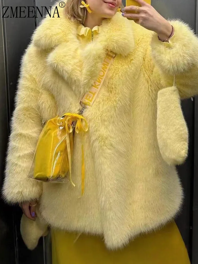 ZMEENNA женское пальто из искусственного меха, лохматый пушистый желтый зимний верхняя одежда с зубчатыми лацканами, модная теплая вечеринка ZM4452
ZMEENNA женское пальто из искусственного меха, лохматый пушистый желтый зимний верхняя одежда с зубчатыми лацканами, модная теплая вечеринка ZM4452