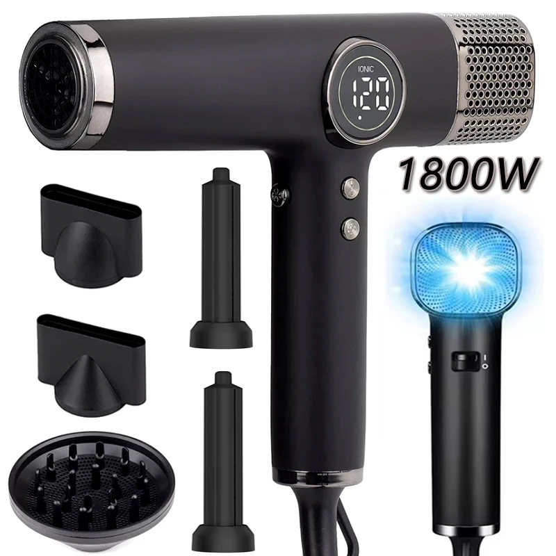Professional Hair Dryer 1800W Brushless Negative Ions Blow Dryer Powerful Lownoise 5 in 1 Salon Hair Airwrap Styler LCD Display
Professional Hair Dryer 1800W Brushless Negative Ions Blow Dryer Powerful Lownoise 5 in 1 Salon Hair Airwrap Styler LCD Display