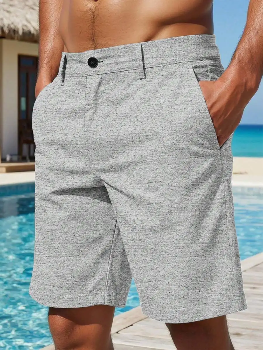 Mens Casual Linen Shorts Loose Fit Knee Length Gray Solid Color Summer Beach Wear
Mens Casual Linen Shorts Loose Fit Knee Length Gray Solid Color Summer Beach Wear