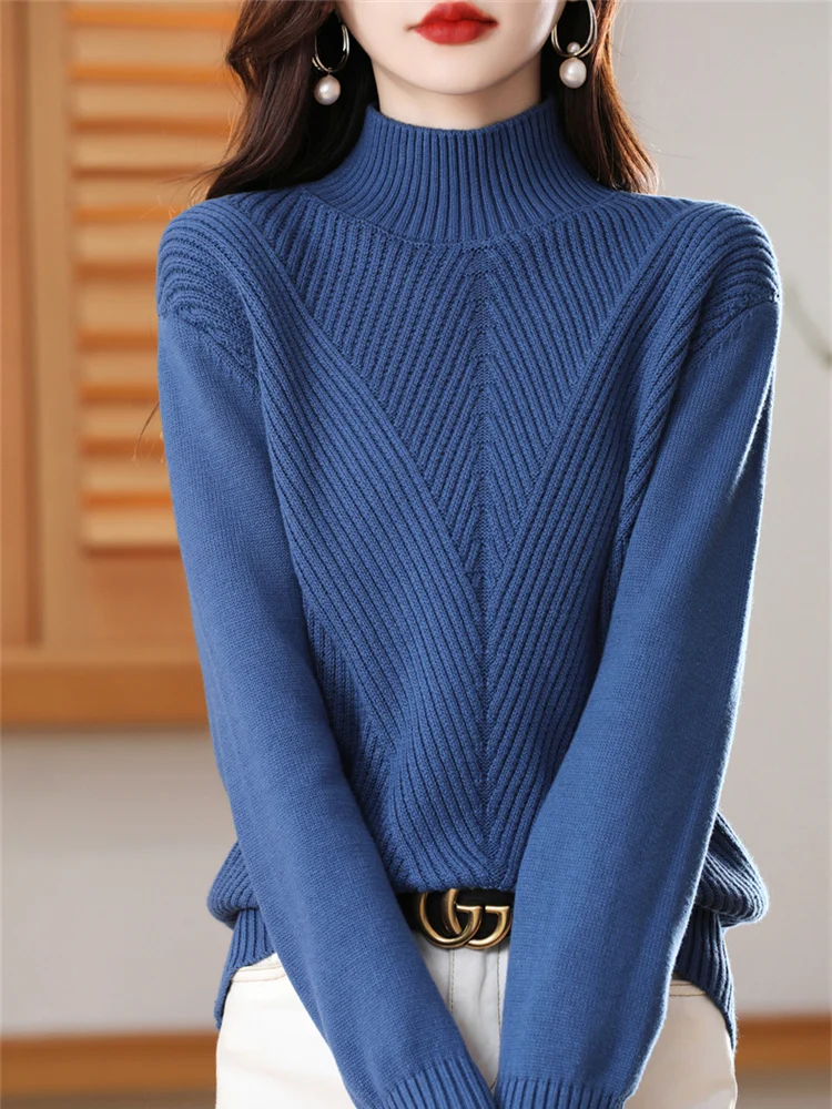 Thickened Heavyweight 100 Pure Cotton Knitted Sweater Women's Half High Collar Loose Color Long Sleeve Crew Neck Sweater
Thickened Heavyweight 100 Pure Cotton Knitted Sweater Women's Half High Collar Loose Color Long Sleeve Crew Neck Sweater