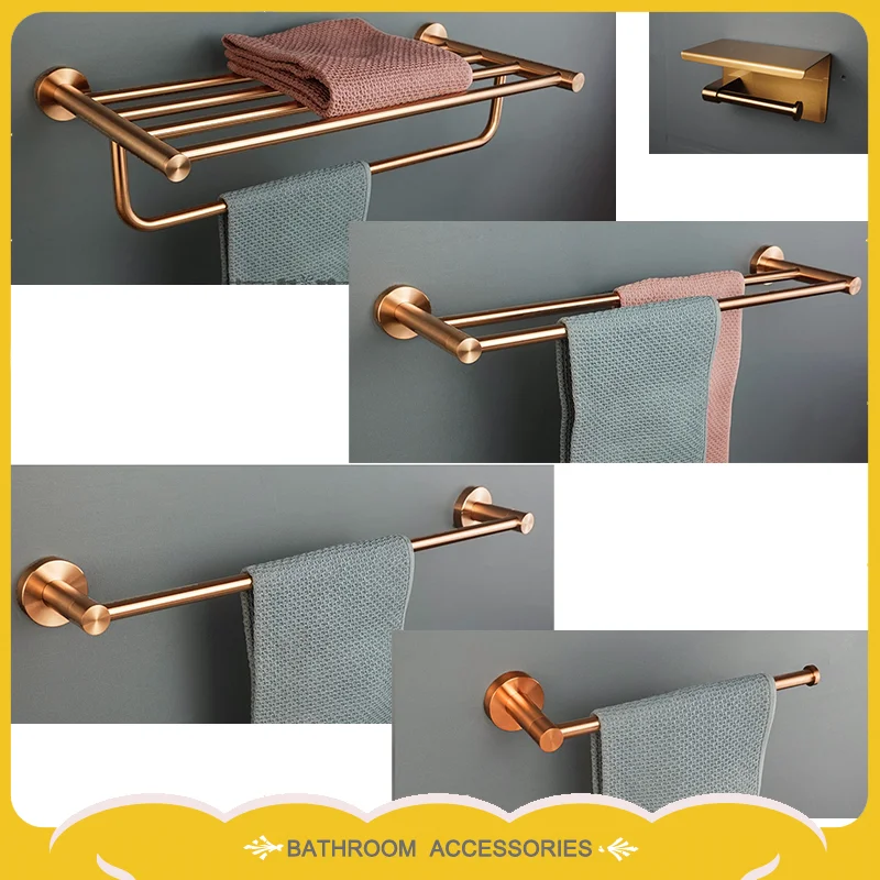 Brushed Rose Gold Stainless Steel Bathroom Wall-Mounted Paper Towel Holder Toilet Soap Dishwasher Robe Hook Hardware Accessories
Brushed Rose Gold Stainless Steel Bathroom Wall-Mounted Paper Towel Holder Toilet Soap Dishwasher Robe Hook Hardware Accessories