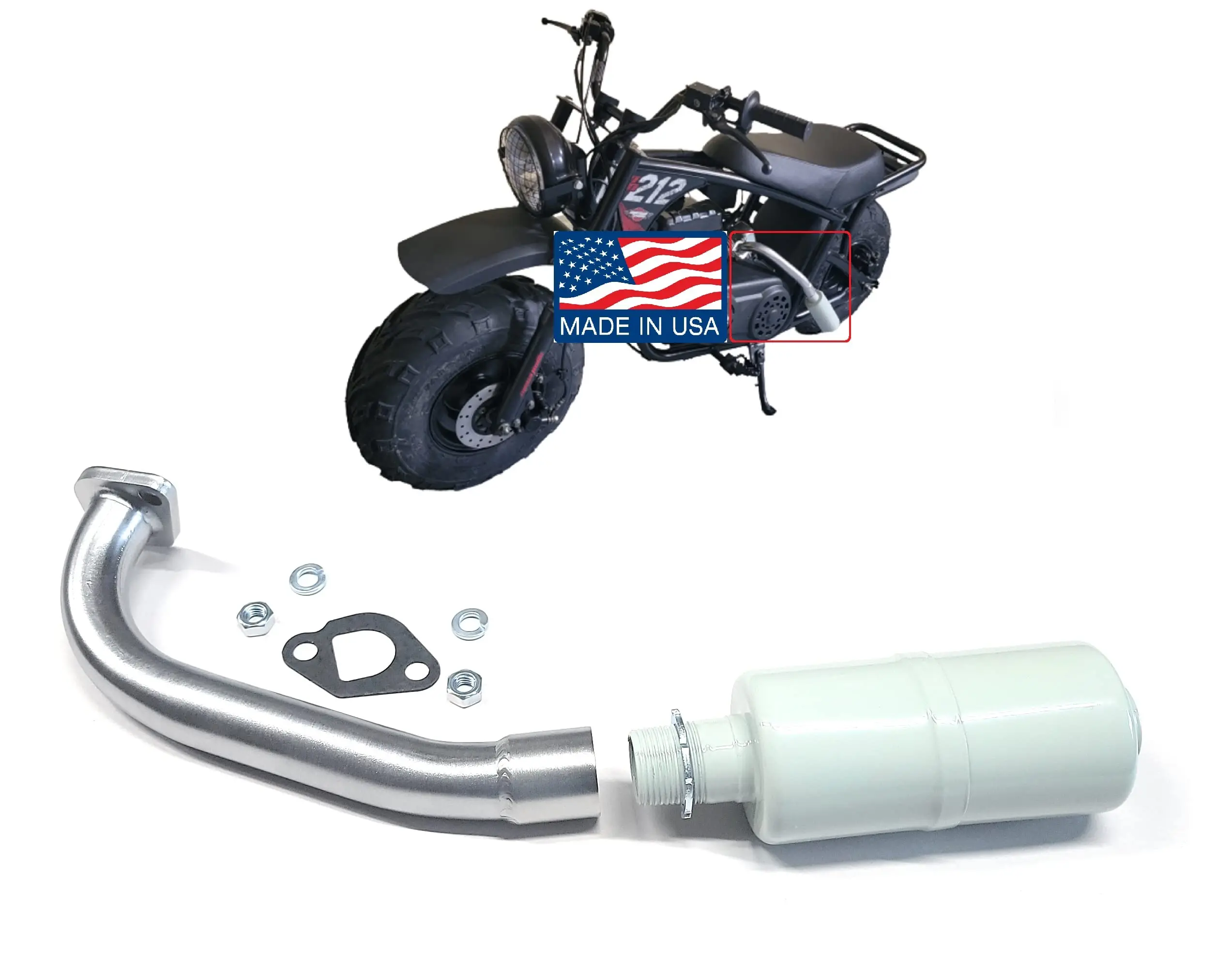 Exhaust System With Muffler For 212cc Mini Bike RT200 RB200 Coleman B200C Monster Moto
Exhaust System With Muffler For 212cc Mini Bike RT200 RB200 Coleman B200C Monster Moto