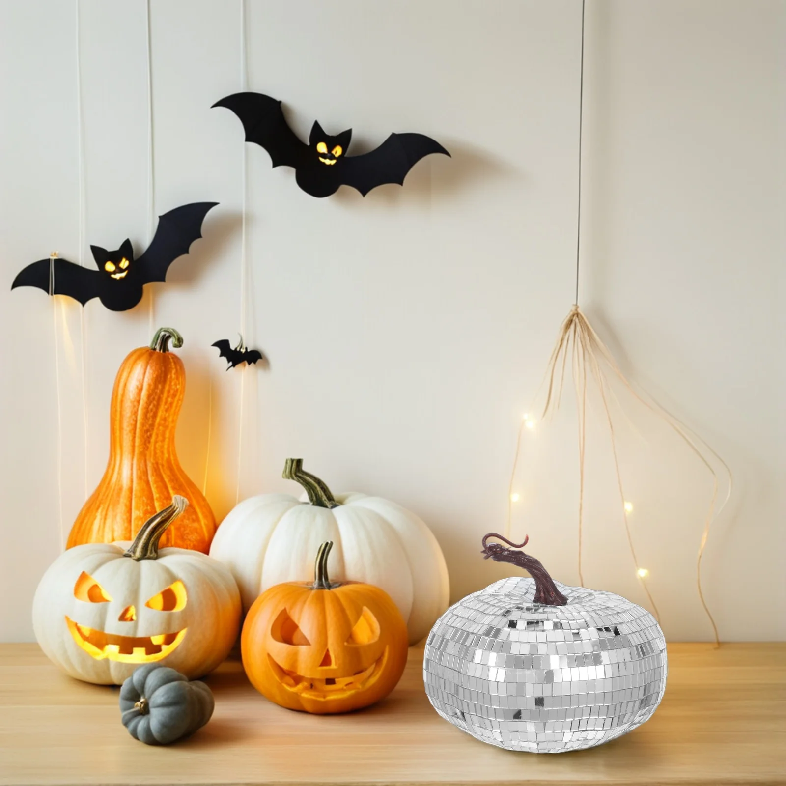 Artificial Pumpkin Disco Ball Mirror Glass Reflective Glitter Table Centerpiece Halloween Party Farmhouse Hanging Ornament 
Artificial Pumpkin Disco Ball Mirror Glass Reflective Glitter Table Centerpiece Halloween Party Farmhouse Hanging Ornament
