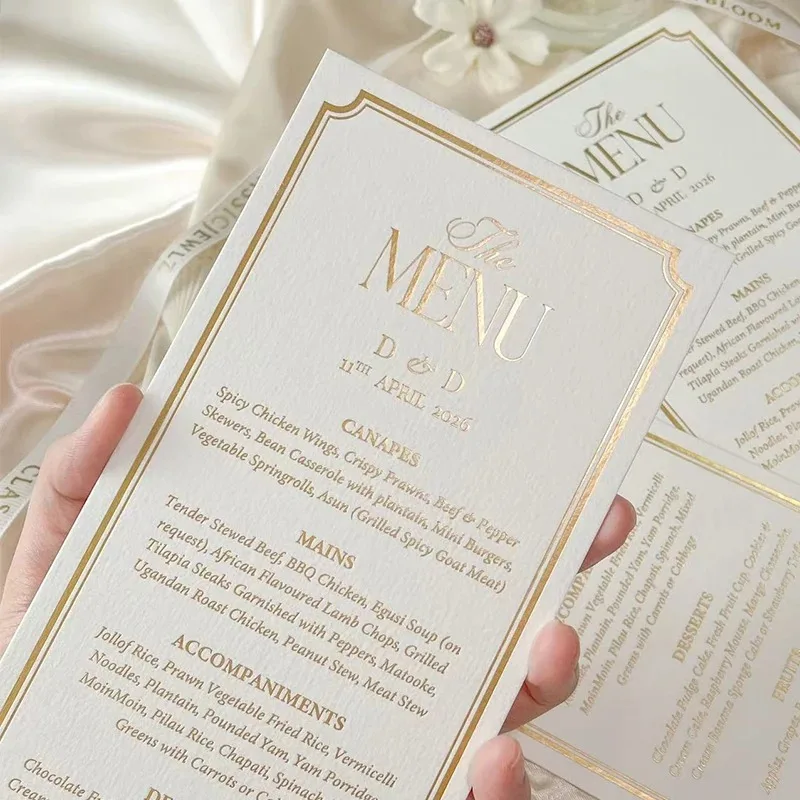 White Personalised Menu - Gold Foil Menu, Wedding Favor, Custom Wedding Menu, Premium Paper Menu, Silver Foil, Rose Gold Foil Me
White Personalised Menu - Gold Foil Menu, Wedding Favor, Custom Wedding Menu, Premium Paper Menu, Silver Foil, Rose Gold Foil Me