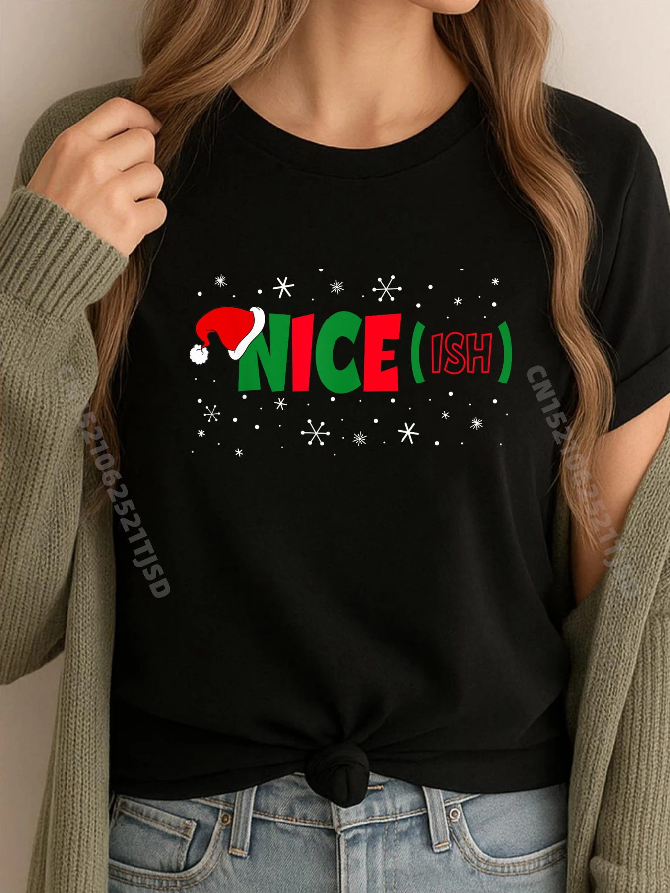Футболка с рождественским юмором и рисунком Nice Naughty List, хлопковая мужская футболка 
Футболка с рождественским юмором и рисунком Nice Naughty List, хлопковая мужская футболка