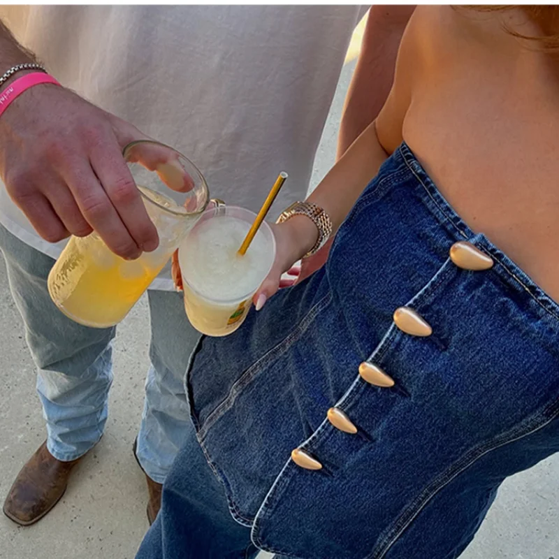 Casual Tube Top Pant Denim Outfits Backless Sleeveless Slimming Vest Loose High Waist Leg Wide Jeans Summer New Lady Chic Sets
Casual Tube Top Pant Denim Outfits Backless Sleeveless Slimming Vest Loose High Waist Leg Wide Jeans Summer New Lady Chic Sets