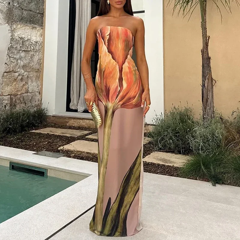 Women Sexy Bustier Sleeveless Long Dress Elegant Pattern Print Loose Party Dress 2024 Summer Casaul Temperament Sweet Maxi Dress
Women Sexy Bustier Sleeveless Long Dress Elegant Pattern Print Loose Party Dress 2024 Summer Casaul Temperament Sweet Maxi Dress