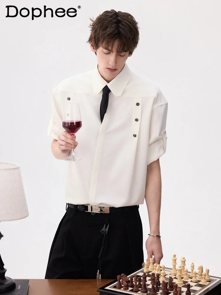 Men's 2026 Summer New Lapel Medium-sleeve Shirts Men's Solid Color Comfort Shirts Male Simple Handsome Stylish Short-sleeve Tops
Men's 2026 Summer New Lapel Medium-sleeve Shirts Men's Solid Color Comfort Shirts Male Simple Handsome Stylish Short-sleeve Tops