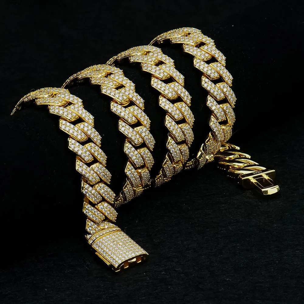 Top Fashion High Quality S925 Hip-hop Jewelry Gold Plated 14mm Prong Link Cuban Moissanite Cuban Chain Necklace for Wholesale
Top Fashion High Quality S925 Hip-hop Jewelry Gold Plated 14mm Prong Link Cuban Moissanite Cuban Chain Necklace for Wholesale