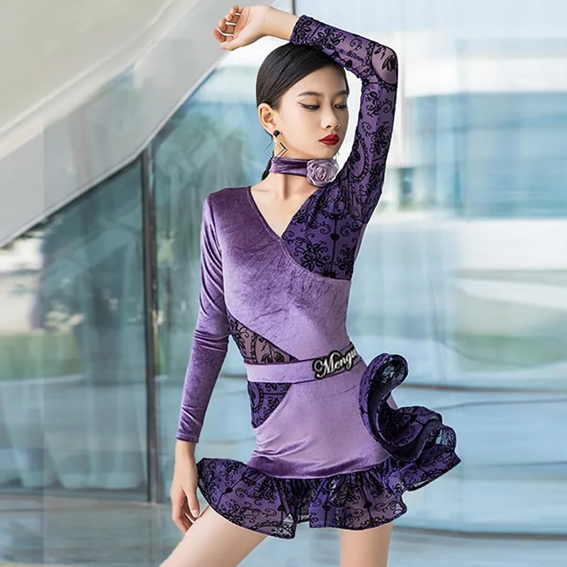 Purple Latin Dance Dress Girls Samba Long Sleeve Performance Suit Cha Cha Stage Wear Kids Rumba Competition Costume Dancewear
Purple Latin Dance Dress Girls Samba Long Sleeve Performance Suit Cha Cha Stage Wear Kids Rumba Competition Costume Dancewear