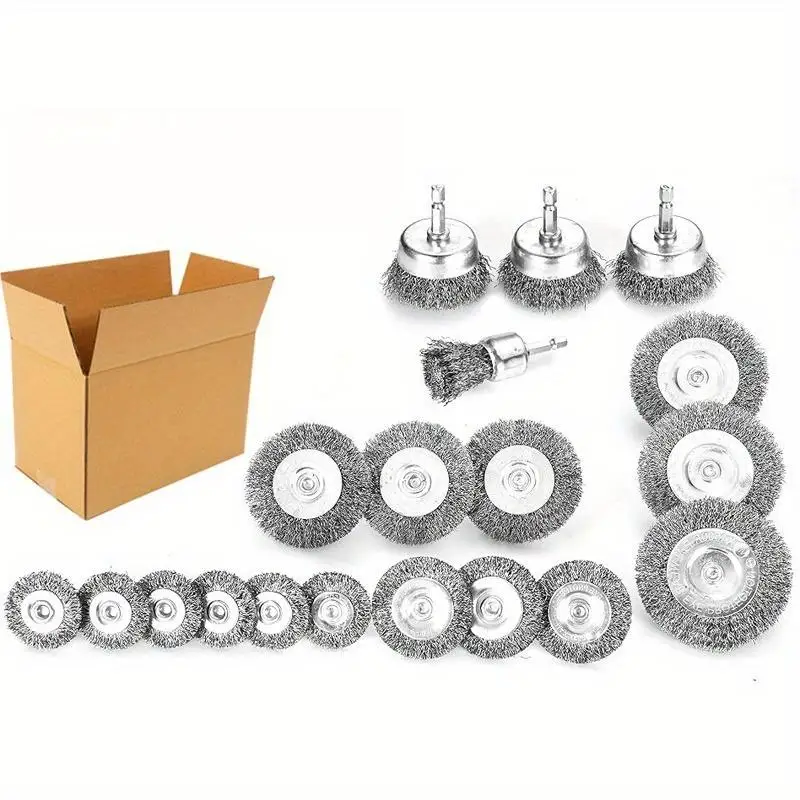 19pcs/Set Wire Wheel Cup Brush Set Coarse Crimped Carbon Steel 14in Hex Shank for Drill
19pcs/Set Wire Wheel Cup Brush Set Coarse Crimped Carbon Steel 14in Hex Shank for Drill