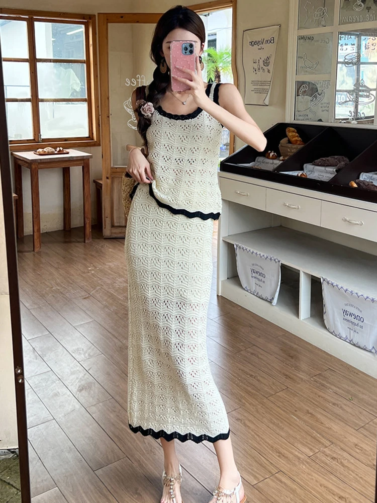 Women‘s Clothing Sweet Holiday 2 Piece Outfit Female Vacation Tank Vest Tops T-shirt Blouse Midi Skirt Mujer Beach Seaside Sets
Women‘s Clothing Sweet Holiday 2 Piece Outfit Female Vacation Tank Vest Tops T-shirt Blouse Midi Skirt Mujer Beach Seaside Sets